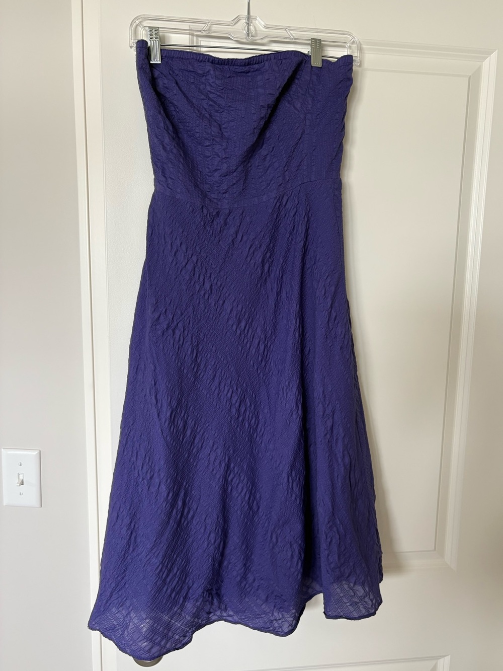 J. Crew Strapless Violet Textured A-Line Dress